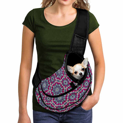 Magenta Mandala Bohemian Pattern Print Pet Sling Carrier