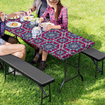 Magenta Mandala Bohemian Pattern Print Picnic Table Cover