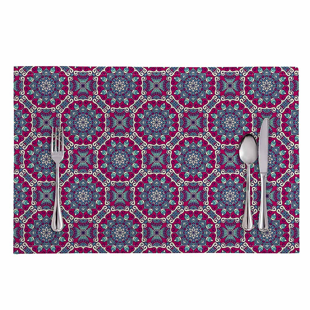 Magenta Mandala Bohemian Pattern Print Placemat
