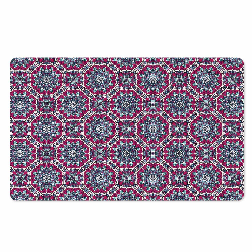 Magenta Mandala Bohemian Pattern Print Polyester Doormat