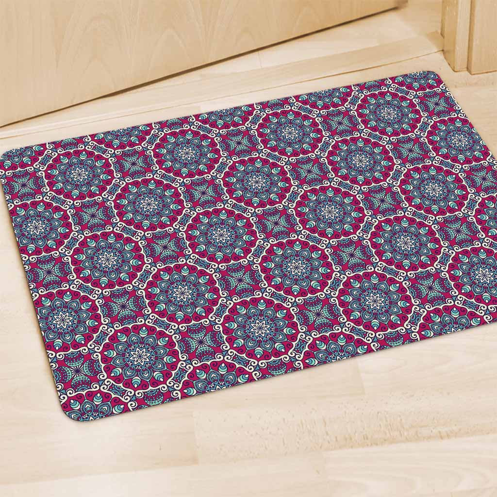 Magenta Mandala Bohemian Pattern Print Polyester Doormat