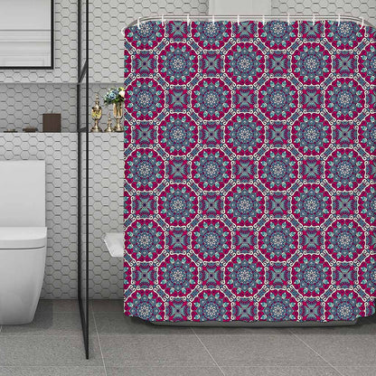 Magenta Mandala Bohemian Pattern Print Polyester Shower Curtain