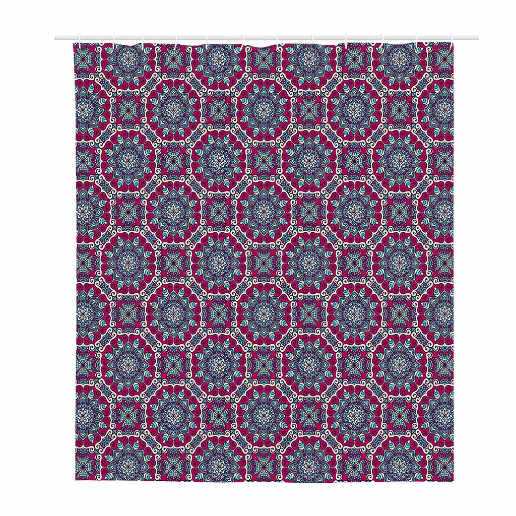 Magenta Mandala Bohemian Pattern Print Polyester Shower Curtain