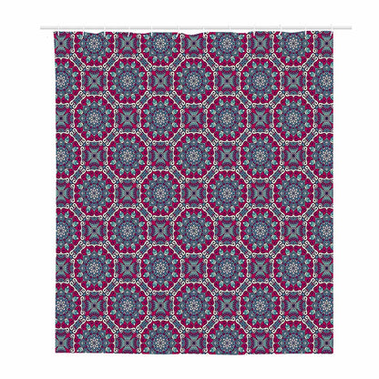 Magenta Mandala Bohemian Pattern Print Polyester Shower Curtain