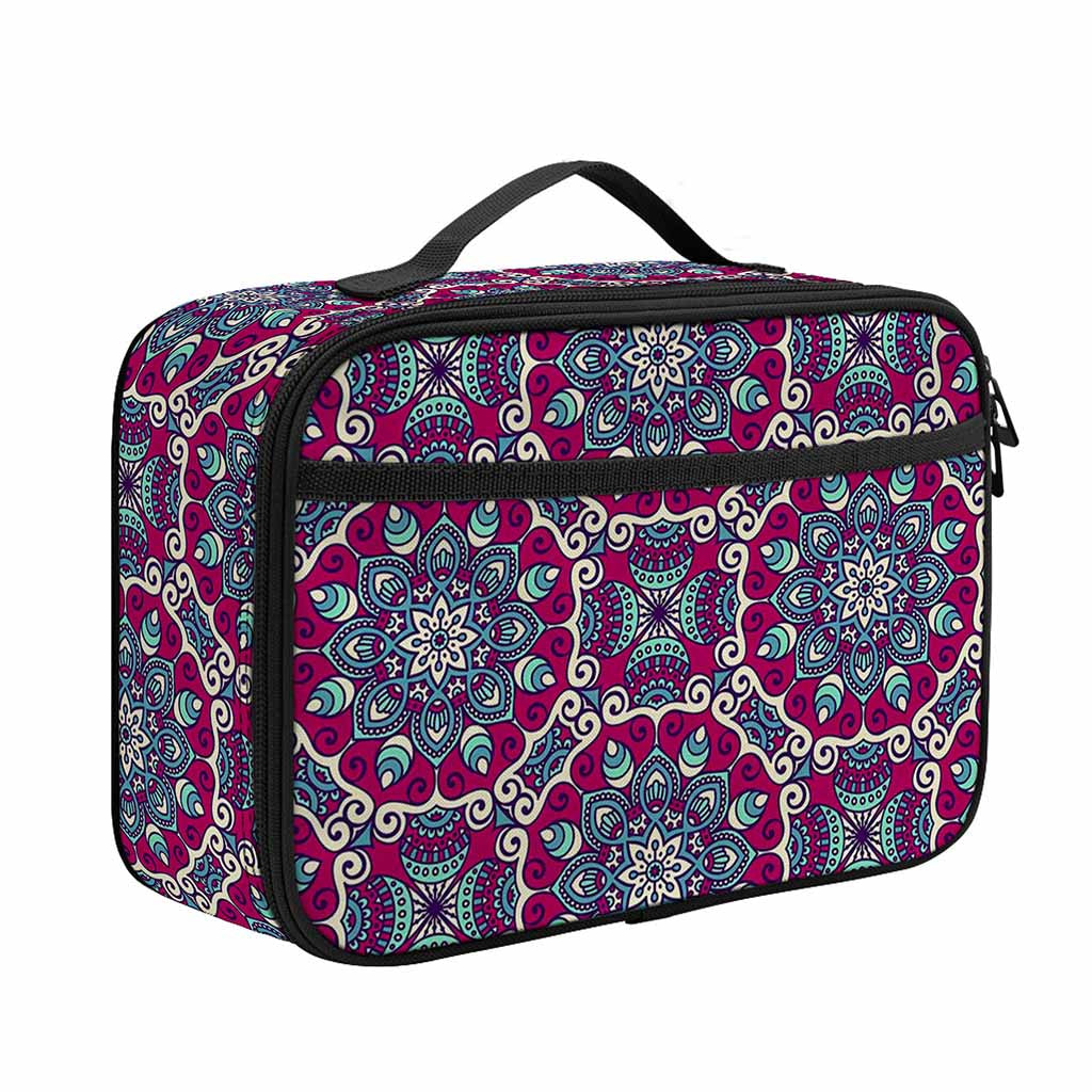 Magenta Mandala Bohemian Pattern Print Portable Lunch Bag