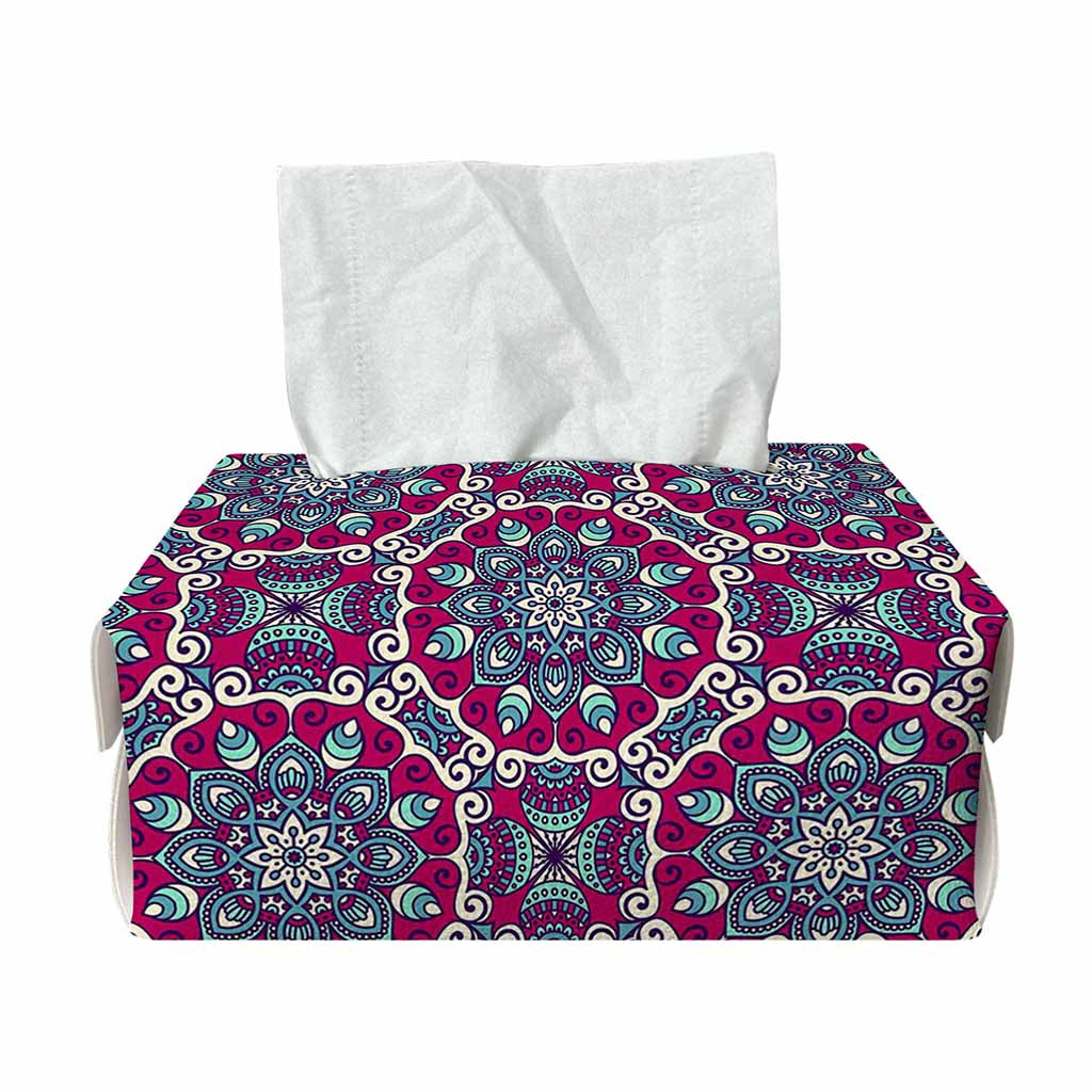 Magenta Mandala Bohemian Pattern Print Rectangle Tissue Box Cover