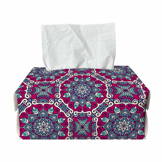 Magenta Mandala Bohemian Pattern Print Rectangle Tissue Box Cover