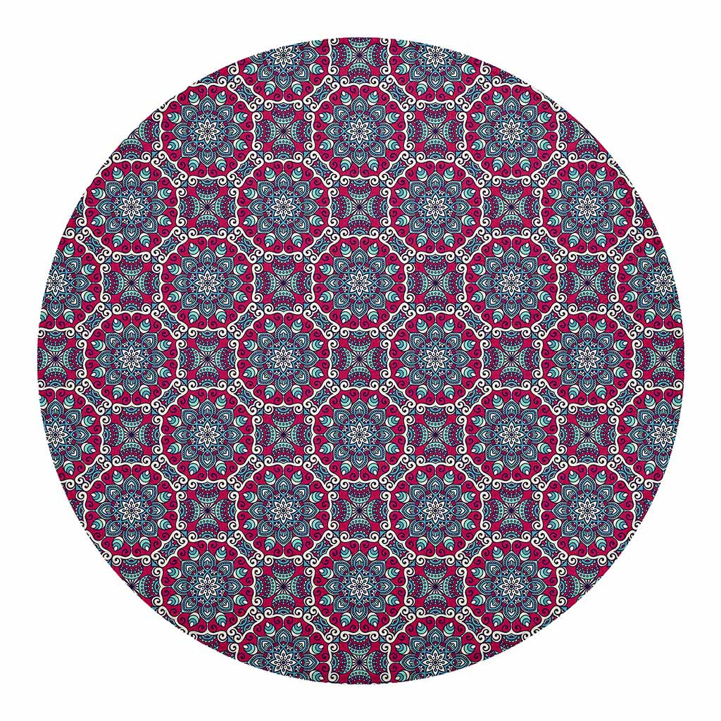 Magenta Mandala Bohemian Pattern Print Round Blanket