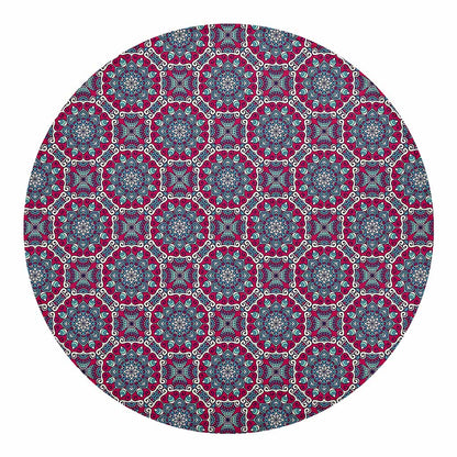 Magenta Mandala Bohemian Pattern Print Round Blanket