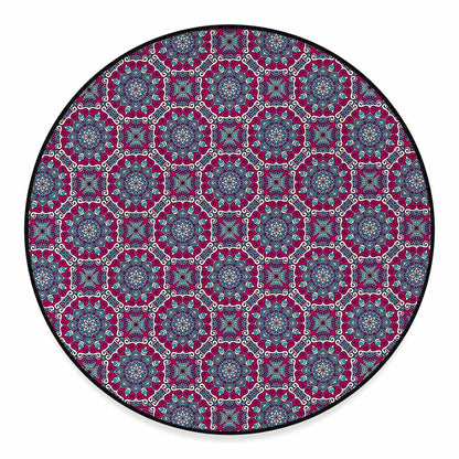 Magenta Mandala Bohemian Pattern Print Round Floor Mat