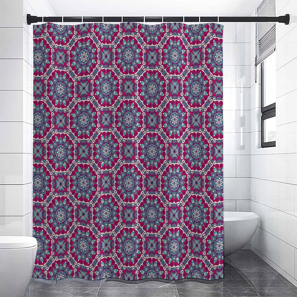 Magenta Mandala Bohemian Pattern Print Shower Curtain