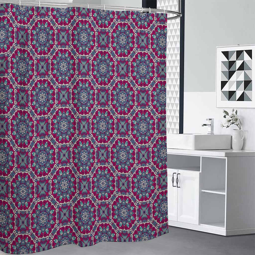 Magenta Mandala Bohemian Pattern Print Shower Curtain
