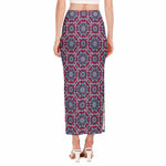 Magenta Mandala Bohemian Pattern Print Side Slit Maxi Skirt