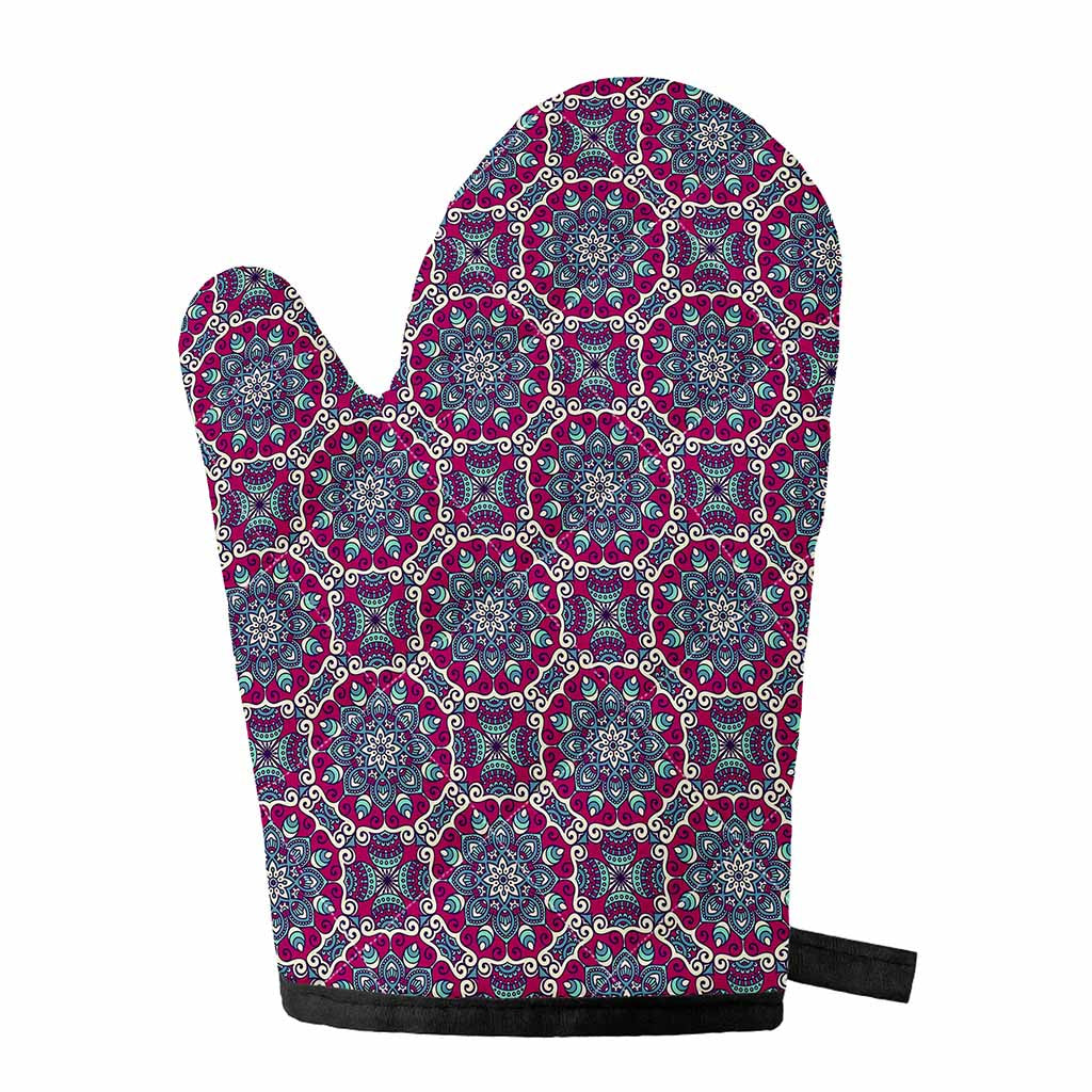 Magenta Mandala Bohemian Pattern Print Single Oven Mitt