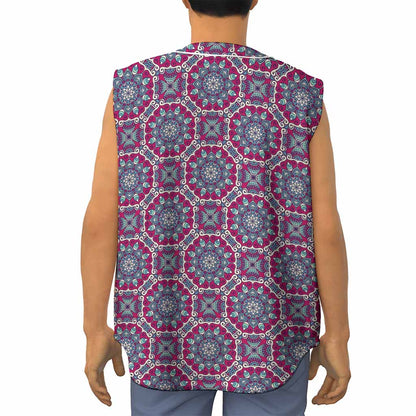Magenta Mandala Bohemian Pattern Print Sleeveless Baseball Jersey