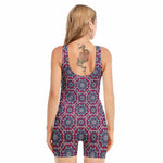 Magenta Mandala Bohemian Pattern Print Sleeveless One Piece Swimsuit