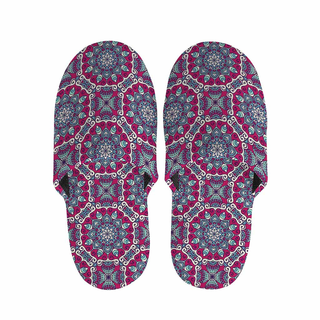 Magenta Mandala Bohemian Pattern Print Slippers