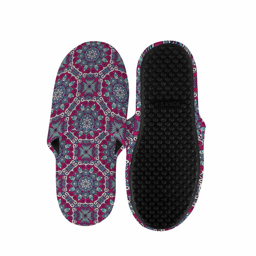 Magenta Mandala Bohemian Pattern Print Slippers