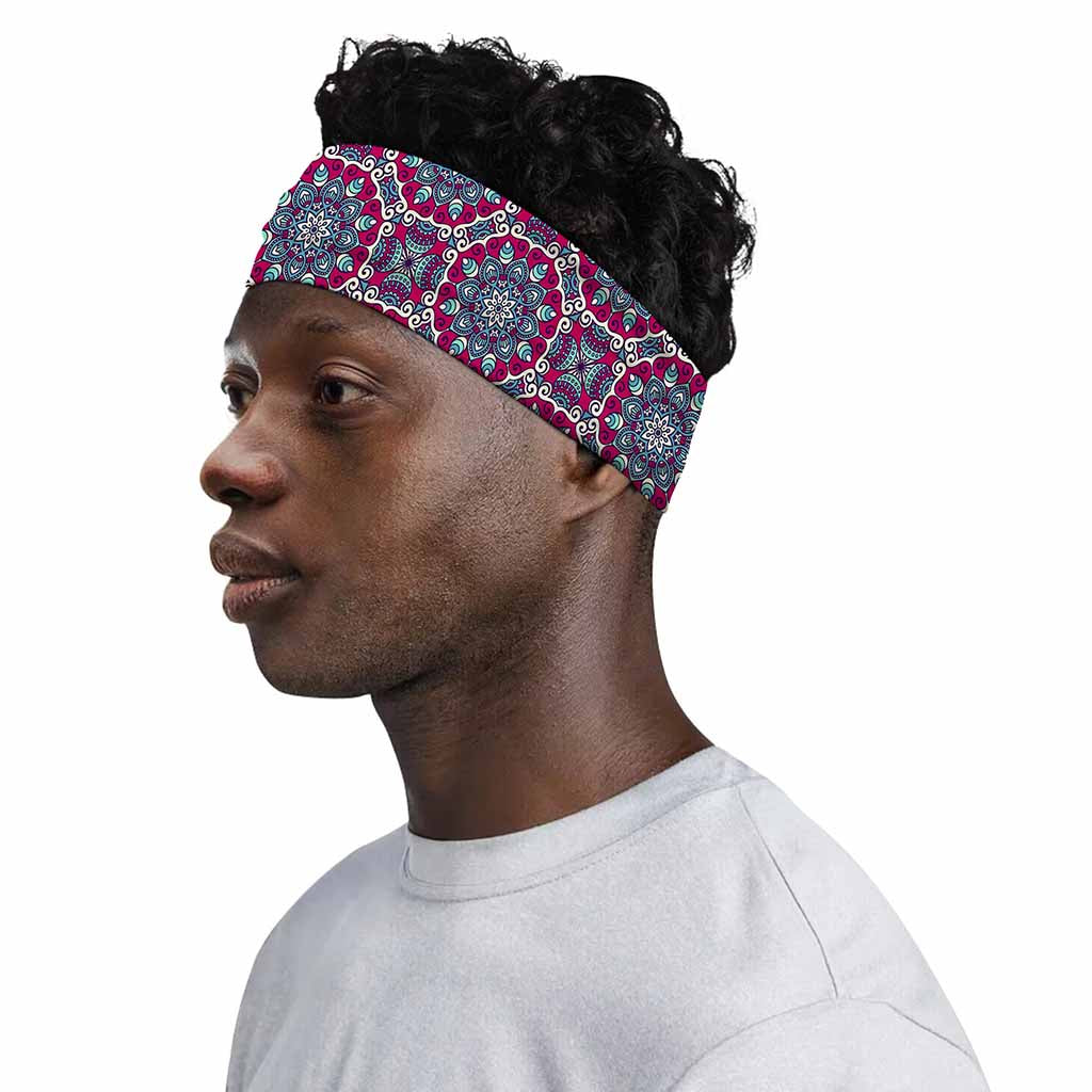 Magenta Mandala Bohemian Pattern Print Sports Headband