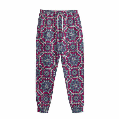 Magenta Mandala Bohemian Pattern Print Sweatpants
