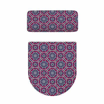 Magenta Mandala Bohemian Pattern Print Toilet Lid And Tank Cover Set