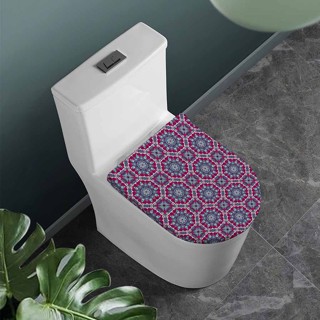 Magenta Mandala Bohemian Pattern Print Toilet Lid Cover