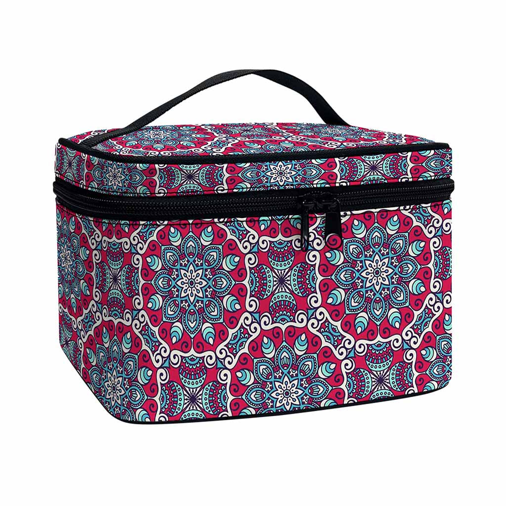 Magenta Mandala Bohemian Pattern Print Travel Makeup Bag