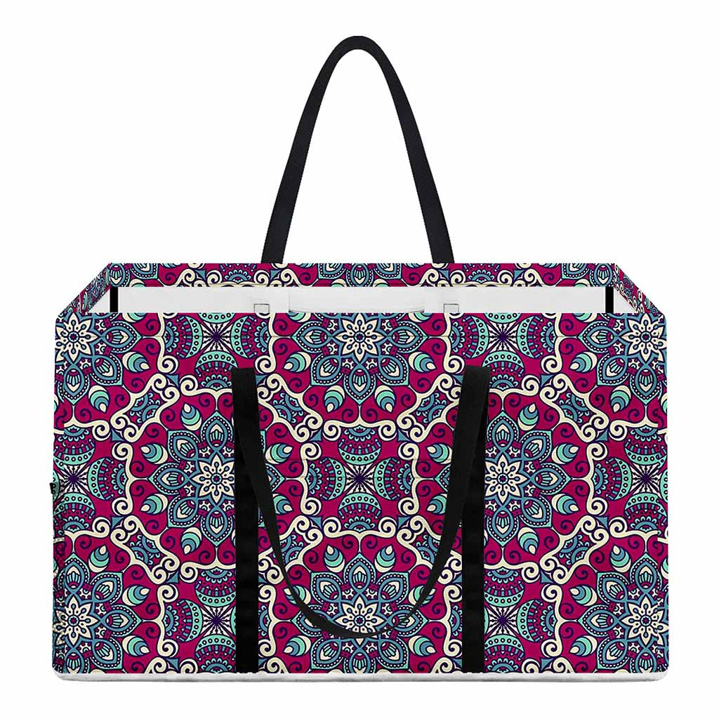 Magenta Mandala Bohemian Pattern Print Utility Tote Bag