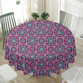 Magenta Mandala Bohemian Pattern Print Waterproof Round Tablecloth