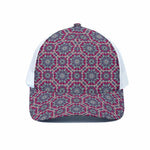 Magenta Mandala Bohemian Pattern Print White Mesh Trucker Cap