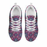 Magenta Mandala Bohemian Pattern Print White Running Shoes