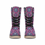 Magenta Mandala Bohemian Pattern Print Winter Boots