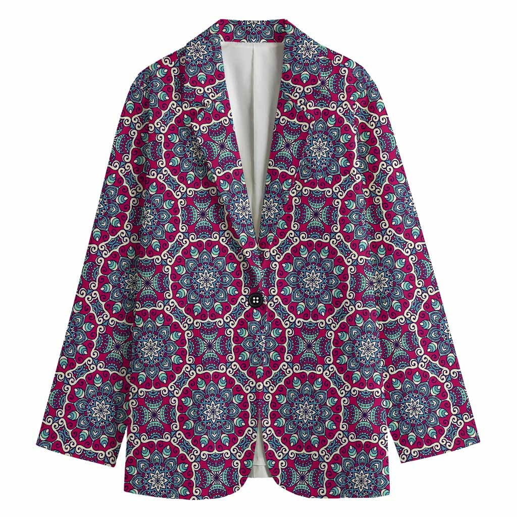 Magenta Mandala Bohemian Pattern Print Women's Blazer