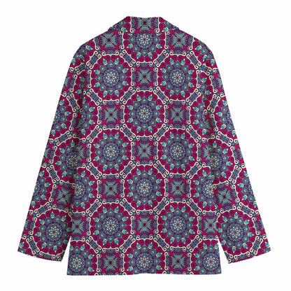 Magenta Mandala Bohemian Pattern Print Women's Blazer