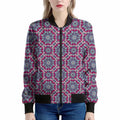 Magenta Mandala Bohemian Pattern Print Women's Bomber Jacket