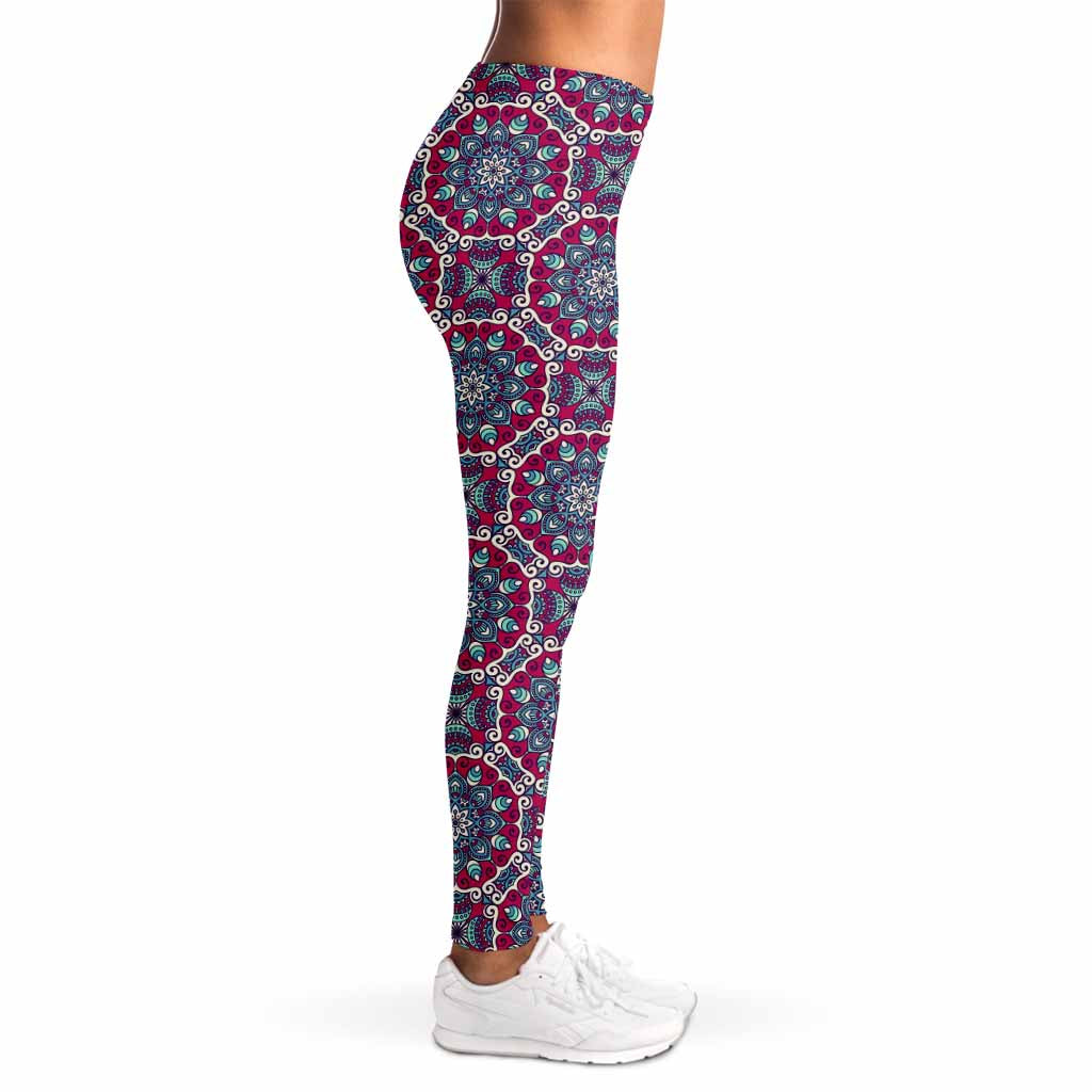 Magenta Mandala Bohemian Pattern Print Women's Leggings