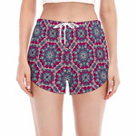 Magenta Mandala Bohemian Pattern Print Women's Split Running Shorts