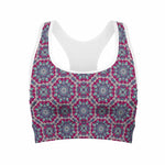 Magenta Mandala Bohemian Pattern Print Women's Sports Bra