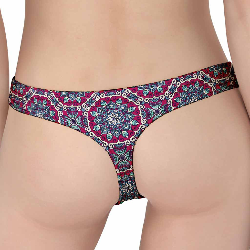 Magenta Mandala Bohemian Pattern Print Women's Thong