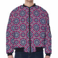 Magenta Mandala Bohemian Pattern Print Zip Sleeve Bomber Jacket