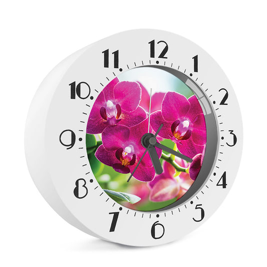 Magenta Orchid Flower Print Alarm Clock