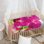 Magenta Orchid Flower Print Baby Crib Sheet