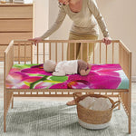 Magenta Orchid Flower Print Baby Crib Sheet