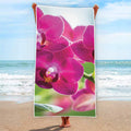 Magenta Orchid Flower Print Beach Towel