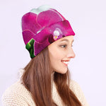 Magenta Orchid Flower Print Beanie