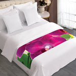 Magenta Orchid Flower Print Bed Runner