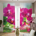Magenta Orchid Flower Print Dimout Pencil Pleat Curtains