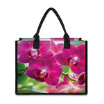 Magenta Orchid Flower Print Canvas Tote Bag