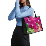 Magenta Orchid Flower Print Canvas Tote Bag