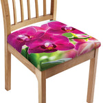 Magenta Orchid Flower Print Chair Cushion Cover